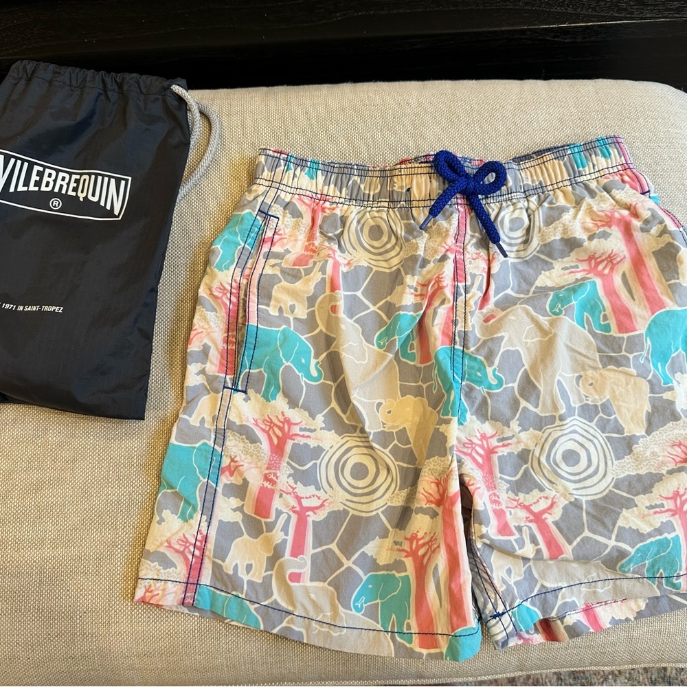 Vilebrequin Gray and Blue Swim Trunks